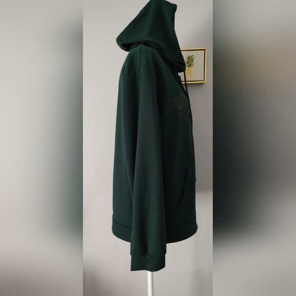 Unbranded Jacket Unixex Green With Hoodie Zipper Front Medium Pockets Good Co - Picture 5 of 6